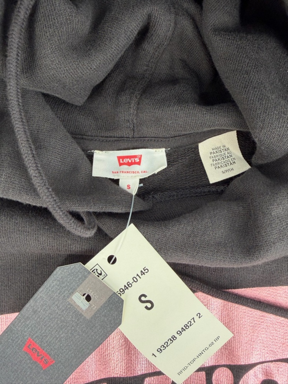 Levi's Womens Metallic Logo-Print Graphic Pullover Hoodie Black - Picture 10 of 15